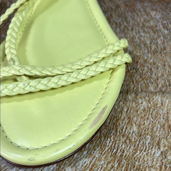 EUC Veronica Beard US 5.5M Women Yellow Braided Strap Sandal Flat Leather Summer - Picture 4 of 11